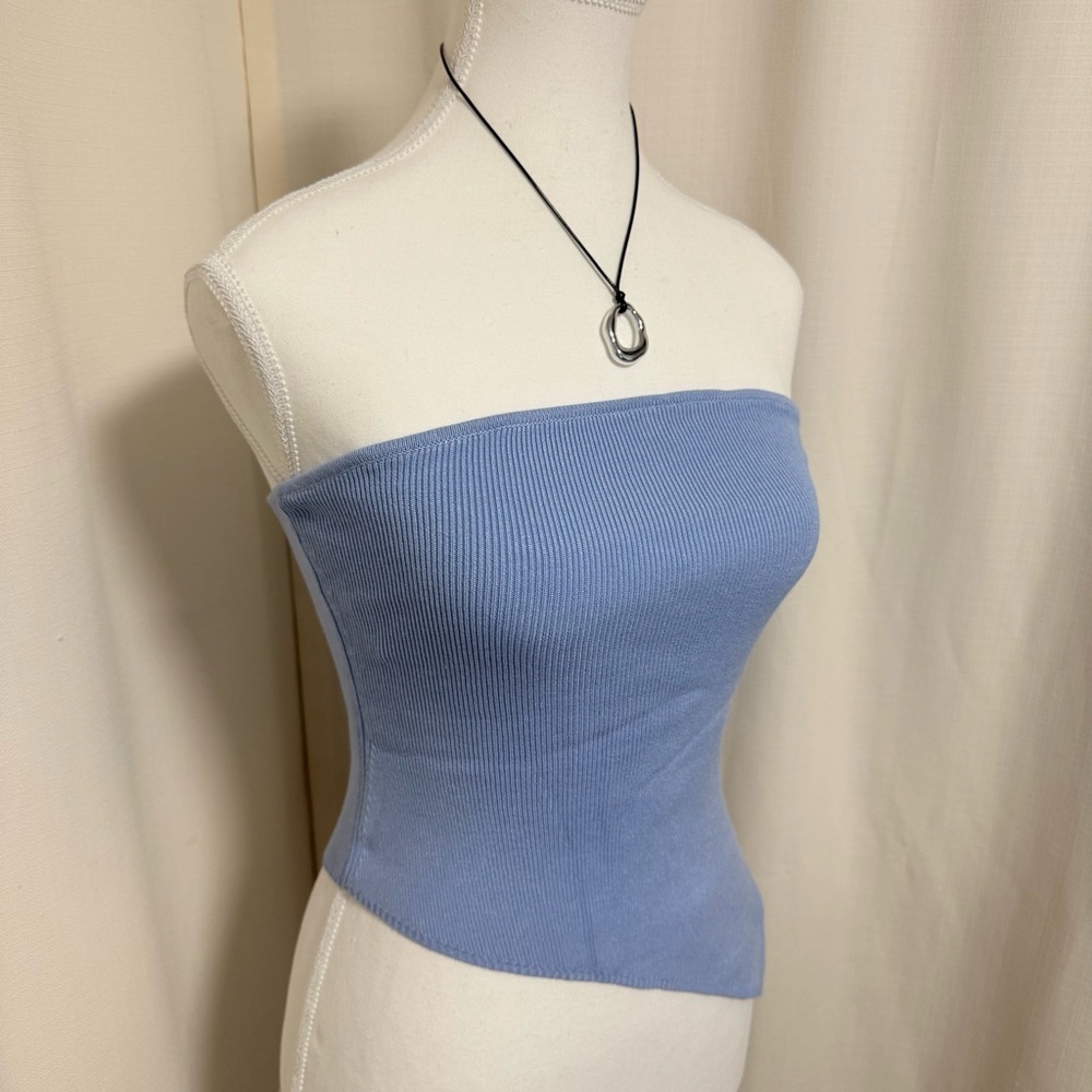 DYNAMITE Light blue Strapless knit Top